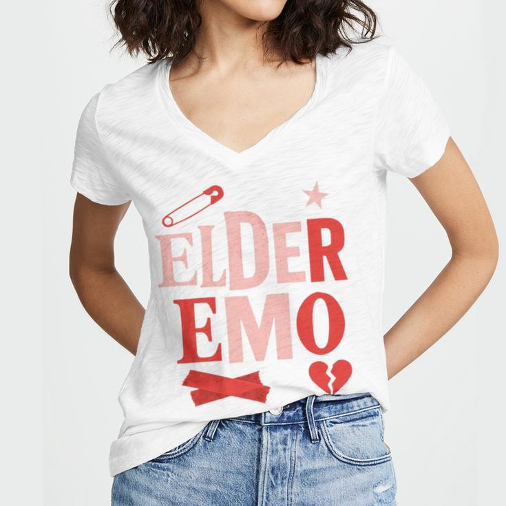 Elder Emo Retro Punk Typography Nostalgia Premium Tri-Blend Women's Jersey Short Sleeve Deep V-Neck Tshirt Elder Emo Retro Punk Typography Nostalgia Premium Tri-Blend Women's Jersey Short Sleeve Deep V-Neck Tshirt
