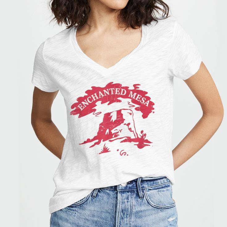 Enchanted Mesa Plateau Nostalgia Women's Jersey Short Sleeve Deep V-Neck Tshirt