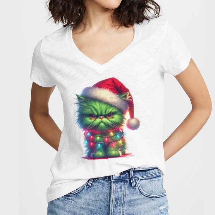 Ew People Meowy Cat Christmas Introvert Men Women Women's Jersey Short Sleeve Deep V-Neck Tshirt Ew People Meowy Cat Christmas Introvert Men Women Women's Jersey Short Sleeve Deep V-Neck Tshirt