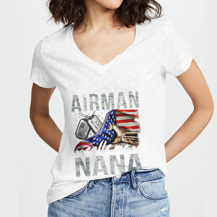 My Favorite Airman Calls Me Nana Air Force Graduation Nana Women's Jersey Short Sleeve Deep V-Neck Tshirt