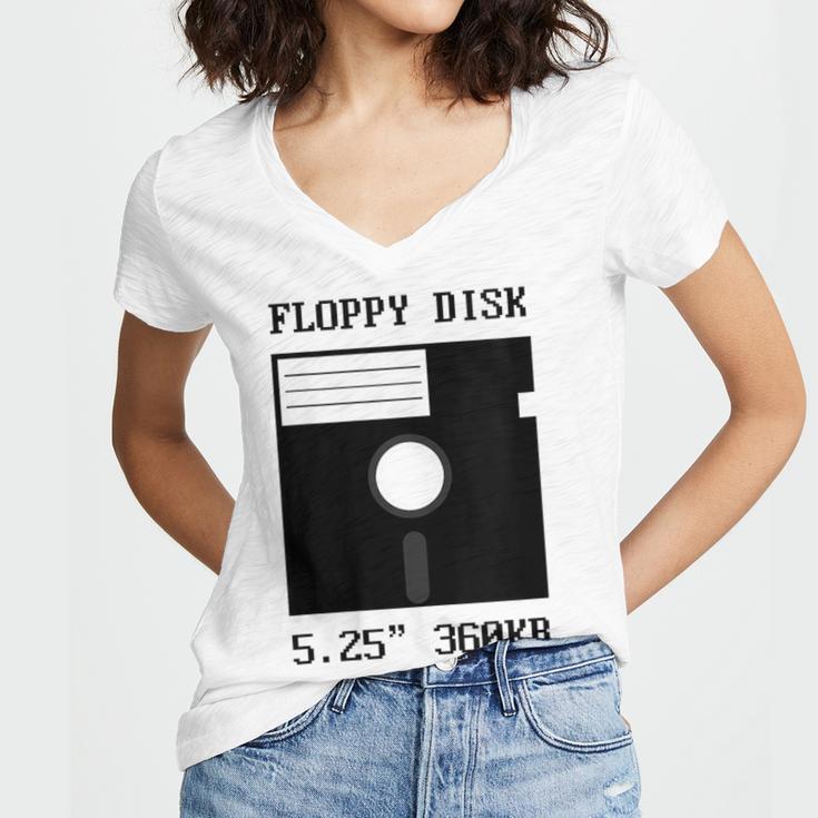 Floppy Disk Computer Nostalgia Fun PC Enthusiast History Women's Jersey Short Sleeve Deep V-Neck Tshirt