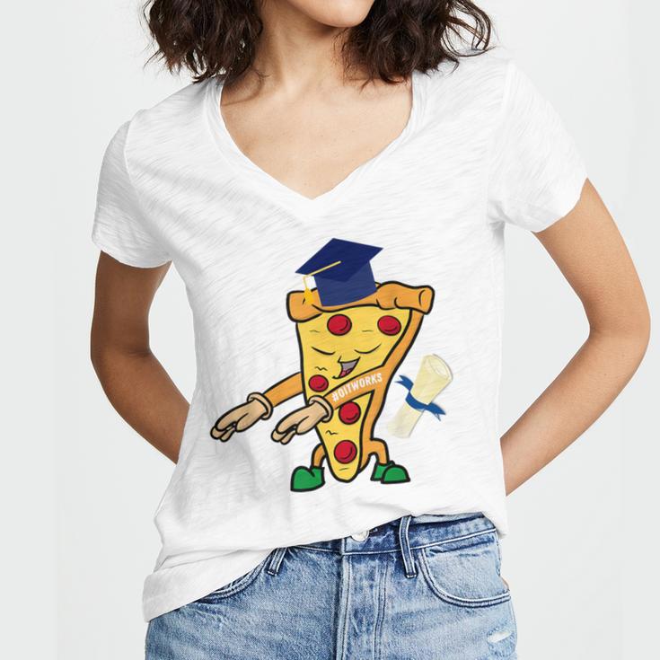 Flossing Pizza Dairy OIT For Dairy OIT Graduation Women's Jersey Short Sleeve Deep V-Neck Tshirt