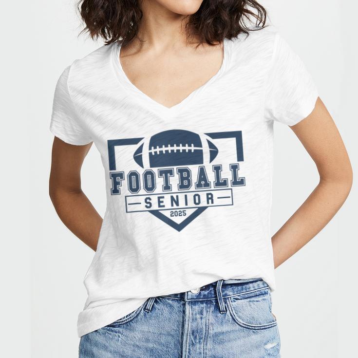 Football Senior Night Football Senior 2025 Graduation 44 Women's Jersey Short Sleeve Deep V-Neck Tshirt