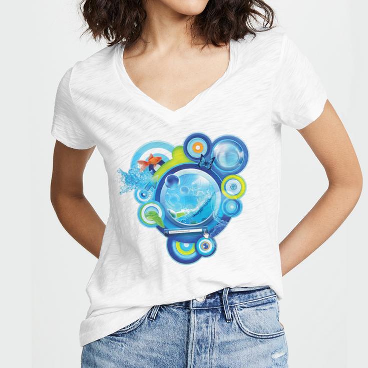 Frutiger Aero Metro Abstract Maximalism 2000s Nostalgia Premium Tri-Blend Women's Jersey Short Sleeve Deep V-Neck Tshirt