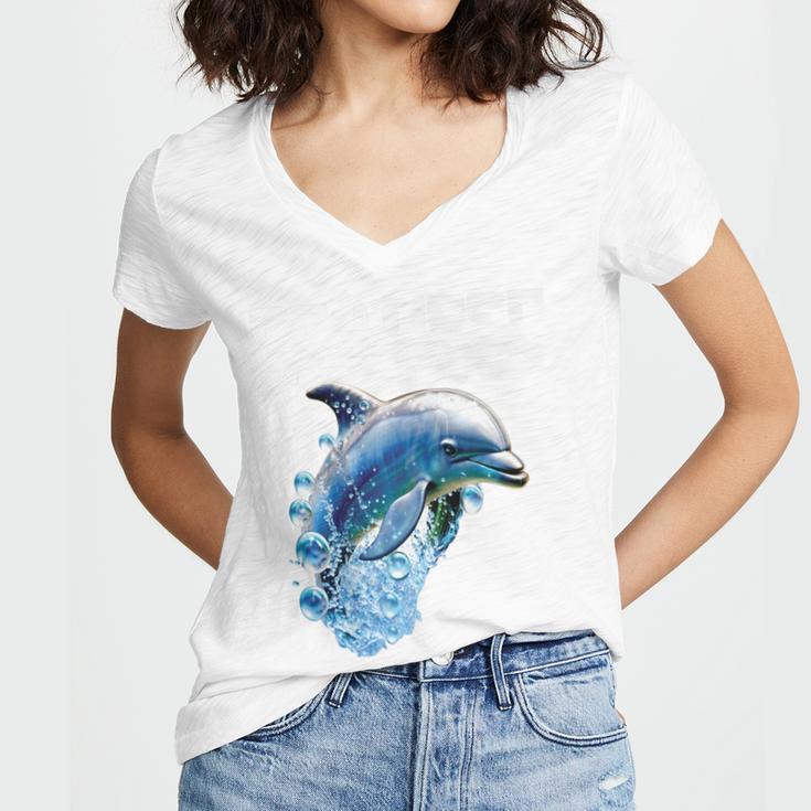 Frutiger Aero Splashy Dolphin Y2k Aesthetic Graphic Premium Women's Jersey Short Sleeve Deep V-Neck Tshirt Frutiger Aero Splashy Dolphin Y2k Aesthetic Graphic Premium Women's Jersey Short Sleeve Deep V-Neck Tshirt