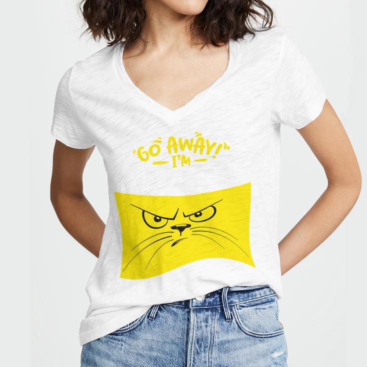 Go Away I'm Introverting Antisocial Shy Introvert Women's Jersey Short Sleeve Deep V-Neck Tshirt