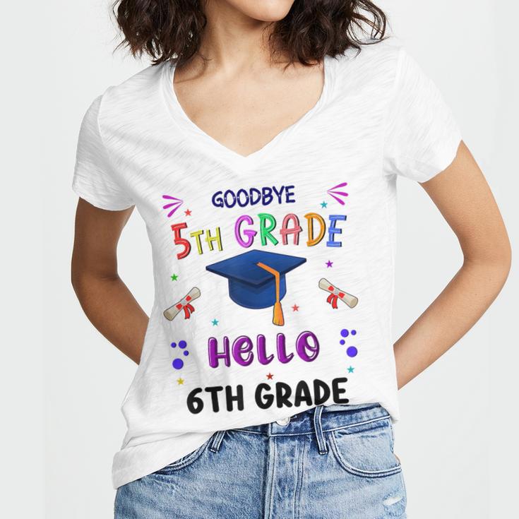 Goodbye 5th Grade Graduation 2025 6th Grade Graduate Kids Women's Jersey Short Sleeve Deep V-Neck Tshirt
