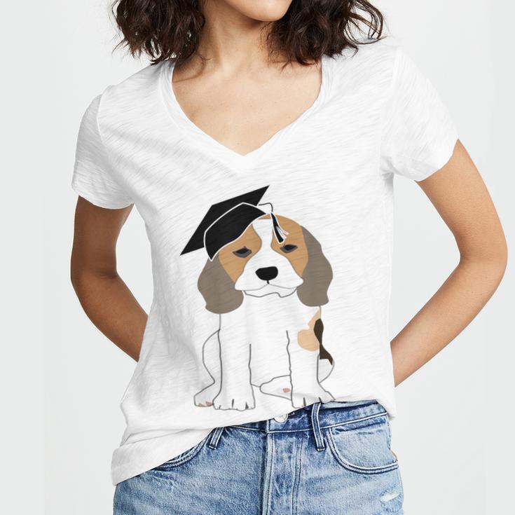 Graduation Beagle Dog 2017 Graduate Graduation Tee Women's Jersey Short Sleeve Deep V-Neck Tshirt