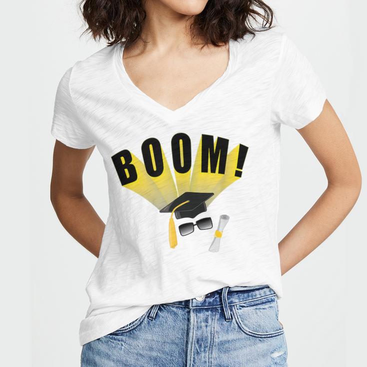 Graduation Cap And Diploma For Proud Graduation Women's Jersey Short Sleeve Deep V-Neck Tshirt