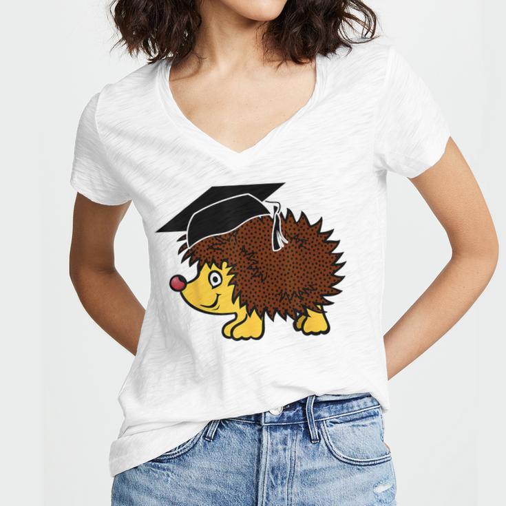 Graduation Hedgehog 2017 Graduate Graduation T-Shirt Women's Jersey Short Sleeve Deep V-Neck Tshirt