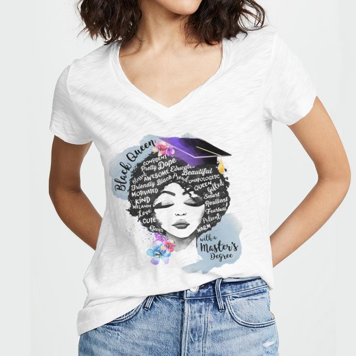 Graduation Masters Degree Woman Queen Graduate 2025 Women's Jersey Short Sleeve Deep V-Neck Tshirt