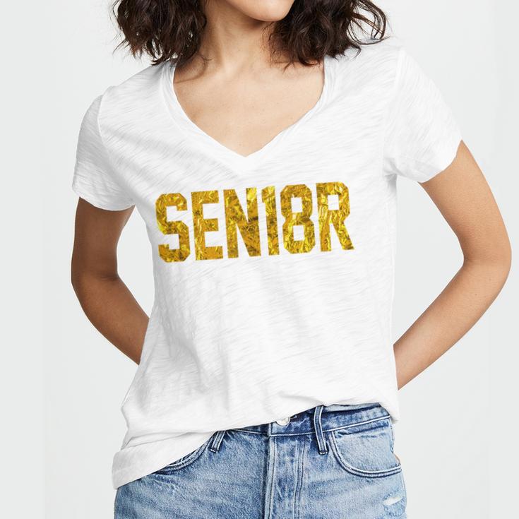 Graduation Party SEN18R Senior 2018 High School T-Shirt Women's Jersey Short Sleeve Deep V-Neck Tshirt