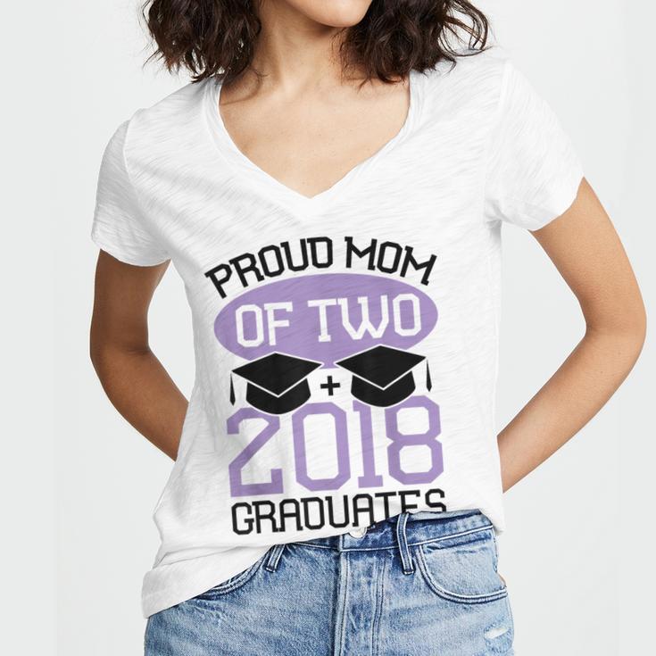Graduation Shirt For Mom Of Twins Proud Mom Twins Tee Women's Jersey Short Sleeve Deep V-Neck Tshirt