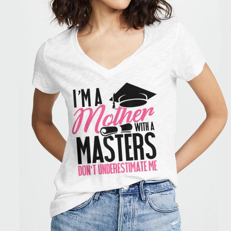 GraduationShirt For Mom Mother With A Master's Degree Tee Women's Jersey Short Sleeve Deep V-Neck Tshirt