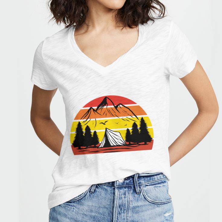 I Hate People That's Why I Camp Camper Meme Introvert Women's Jersey Short Sleeve Deep V-Neck Tshirt
