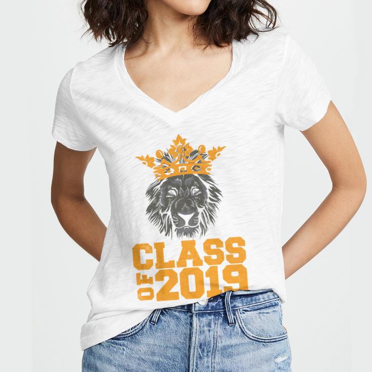 High School King Graduation Shirt Class Of 2019 Seniors Women's Jersey Short Sleeve Deep V-Neck Tshirt