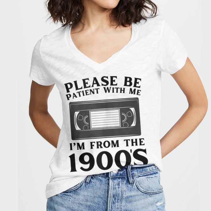 Over The Hill Please Be Patient I'm From The 1900s VHS Women's Jersey Short Sleeve Deep V-Neck Tshirt