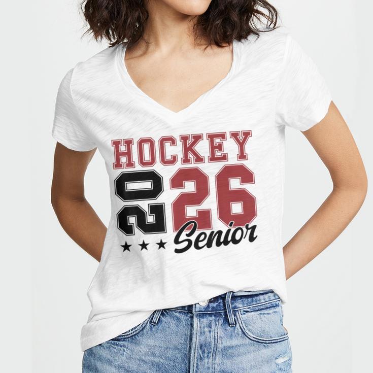 Hockey Senior Night Hockey Senior 2026 Graduation 59 Women's Jersey Short Sleeve Deep V-Neck Tshirt