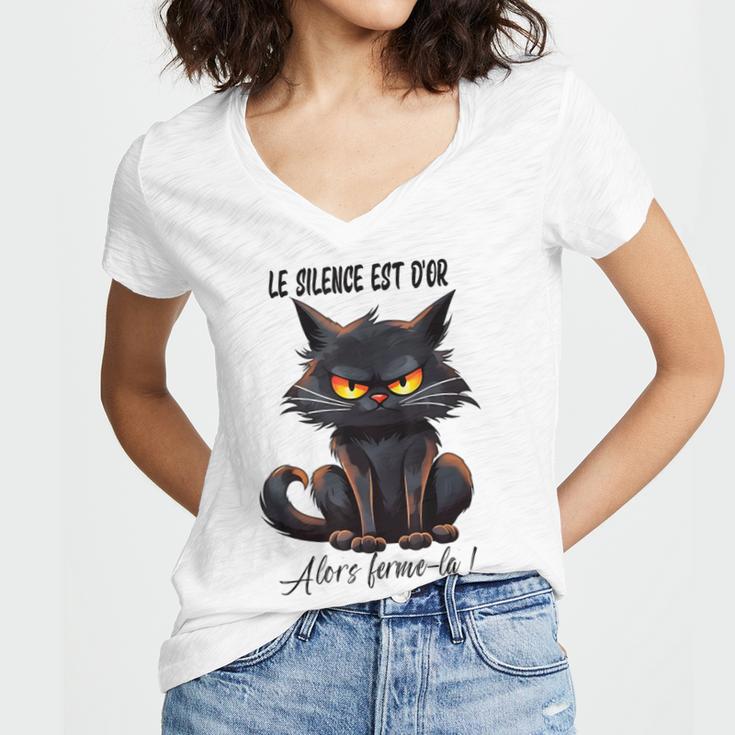 Humor Provocateur Sarcasm Closes The Silence Introvert Chat Women's Jersey Short Sleeve Deep V-Neck Tshirt Humor Provocateur Sarcasm Closes The Silence Introvert Chat Women's Jersey Short Sleeve Deep V-Neck Tshirt