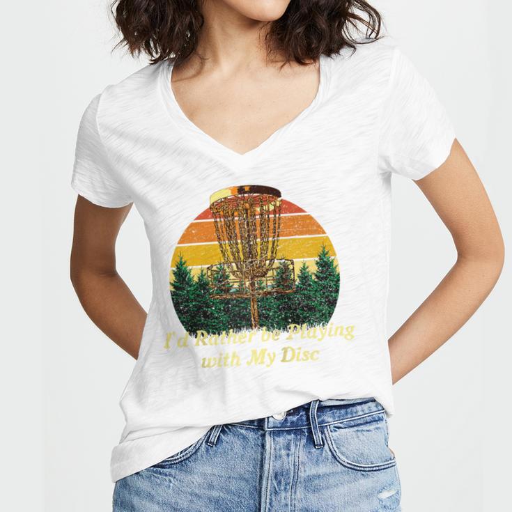 Id Rather Be Playing With My Disc Introvert Disc Golf Raglan Baseball Tee Women's Jersey Short Sleeve Deep V-Neck Tshirt Id Rather Be Playing With My Disc Introvert Disc Golf Raglan Baseball Tee Women's Jersey Short Sleeve Deep V-Neck Tshirt