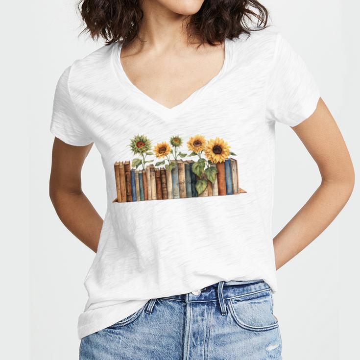 I'm With The Banned Read Banned Books Bookworm Women's Jersey Short Sleeve Deep V-Neck Tshirt