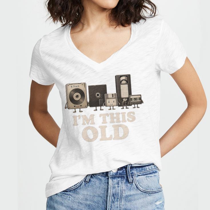I’m This Old Retro Tech Nostalgia For 70s 80s Premium Tri-Blend Women's Jersey Short Sleeve Deep V-Neck Tshirt