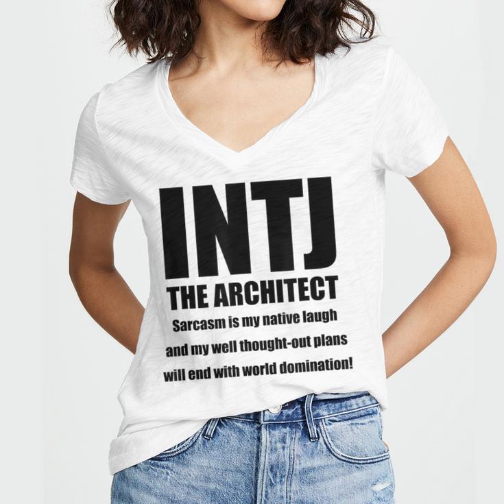INTJ Architect Personality Introvert Sarcastic Women's Jersey Short Sleeve Deep V-Neck Tshirt