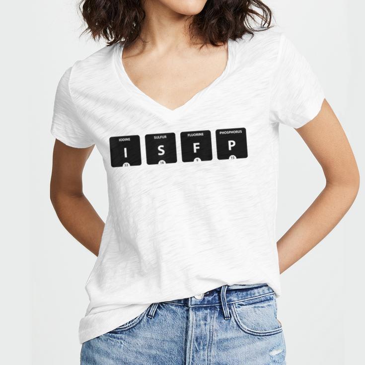 ISFP Adventurer Personality Type Periodic Table Introvert Women's Jersey Short Sleeve Deep V-Neck Tshirt ISFP Adventurer Personality Type Periodic Table Introvert Women's Jersey Short Sleeve Deep V-Neck Tshirt
