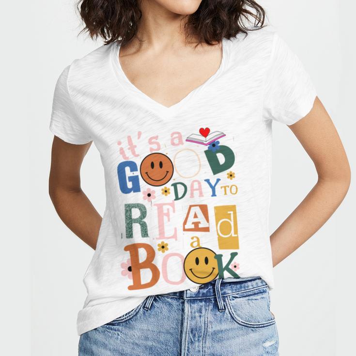 Its a Good Day To Read a Book Lovers Library Reading Women Women's Jersey Short Sleeve Deep V-Neck Tshirt Its a Good Day To Read a Book Lovers Library Reading Women Women's Jersey Short Sleeve Deep V-Neck Tshirt