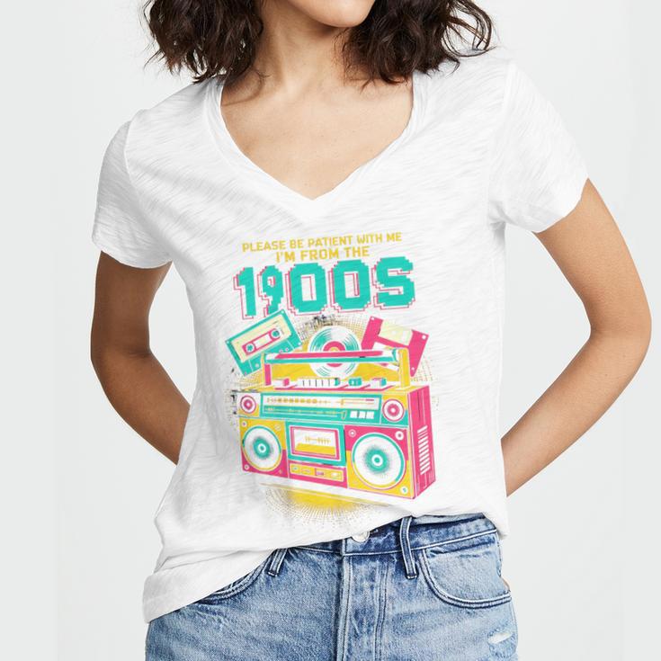 Joke 90s Please Be Patient With Me I'm From The 1900s Premium Tri-Blend Women's Jersey Short Sleeve Deep V-Neck Tshirt