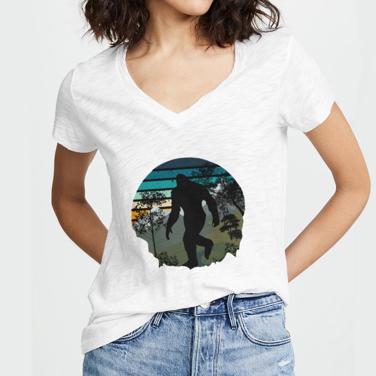 Just Me And My Yeti Retro Sunset Mountain Hiking Introvert Women's Jersey Short Sleeve Deep V-Neck Tshirt Just Me And My Yeti Retro Sunset Mountain Hiking Introvert Women's Jersey Short Sleeve Deep V-Neck Tshirt
