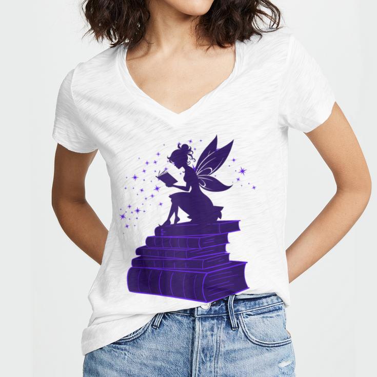 Kawaii Fairy Bookish Book Lover Library Read Women's Jersey Short Sleeve Deep V-Neck Tshirt Kawaii Fairy Bookish Book Lover Library Read Women's Jersey Short Sleeve Deep V-Neck Tshirt