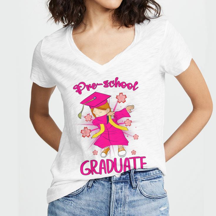 Kids Preschool Graduate 2018 Graduation Pre-K Women's Jersey Short Sleeve Deep V-Neck Tshirt