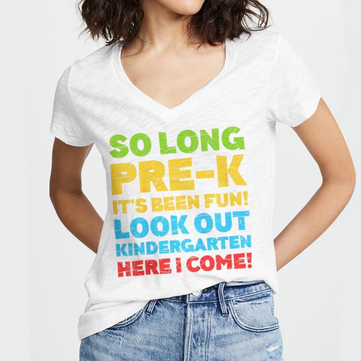 Kids So Long PRE-K It's Been Fun Shirt Boy Girl Graduation Women's Jersey Short Sleeve Deep V-Neck Tshirt