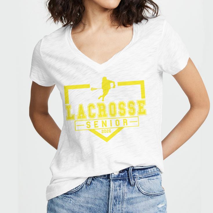 Lacrosse Senior Night Lacrosse Senior 2026 Graduation 20 Women's Jersey Short Sleeve Deep V-Neck Tshirt