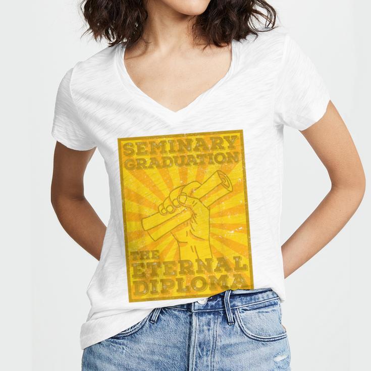 LDS Mormon Seminary Graduation Eternal Diploma Shirt Women's Jersey Short Sleeve Deep V-Neck Tshirt