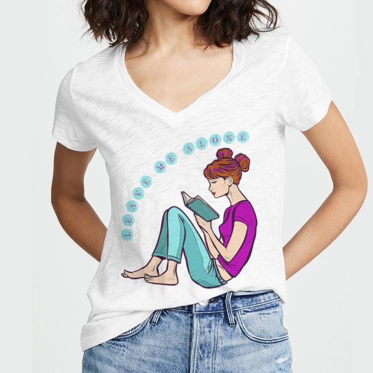 Leave Me Alone I'm Reading a Book For Bookworms Premium Tri-Blend Women's Jersey Short Sleeve Deep V-Neck Tshirt