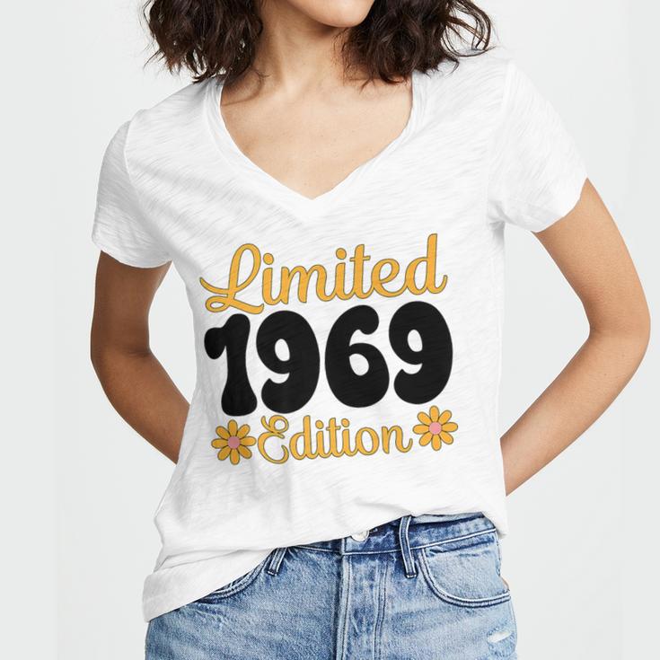 Limited 1969 Edition Retro Nostalgia Art Premium Women's Jersey Short Sleeve Deep V-Neck Tshirt