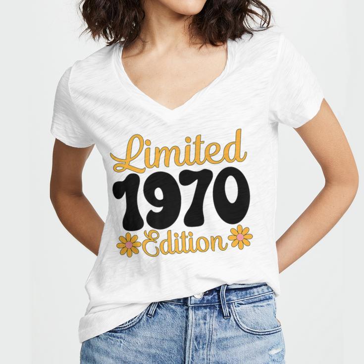 Limited 1970 Edition Retro Vintage 70s Nostalgia Premium Women's Jersey Short Sleeve Deep V-Neck Tshirt Limited 1970 Edition Retro Vintage 70s Nostalgia Premium Women's Jersey Short Sleeve Deep V-Neck Tshirt