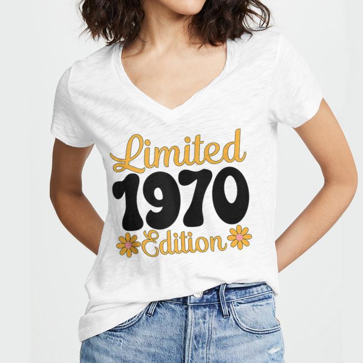 Limited 1970 Edition Retro Vintage 70s Nostalgia Women's Jersey Short Sleeve Deep V-Neck Tshirt