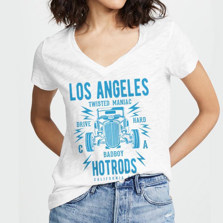 Los Angeles Hotrods Automotive Nostalgia Premium Tri-Blend Women's Jersey Short Sleeve Deep V-Neck Tshirt