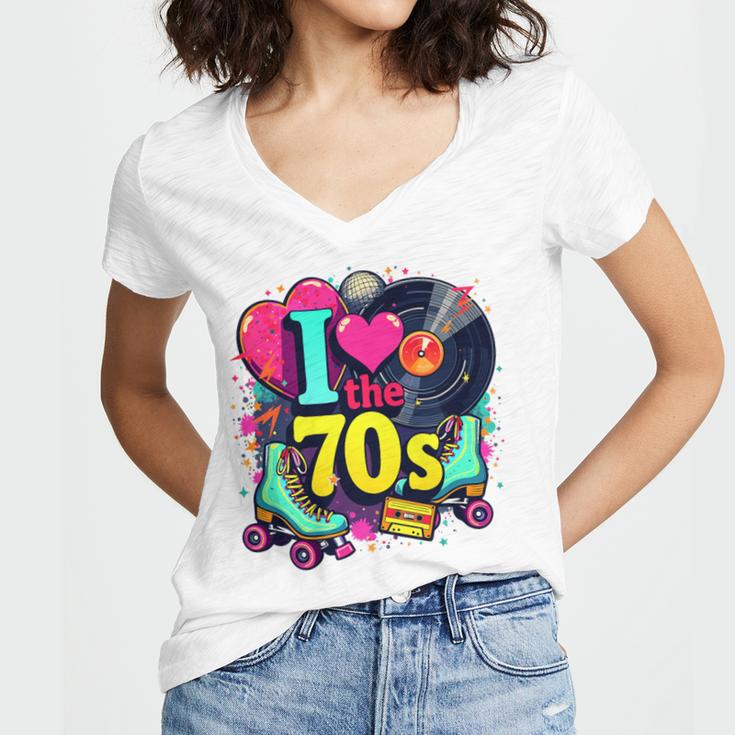 I Love The 70s Vintage Cassette Roller Vinyl Nostalgia 70s Premium Tri-Blend Women's Jersey Short Sleeve Deep V-Neck Tshirt I Love The 70s Vintage Cassette Roller Vinyl Nostalgia 70s Premium Tri-Blend Women's Jersey Short Sleeve Deep V-Neck Tshirt