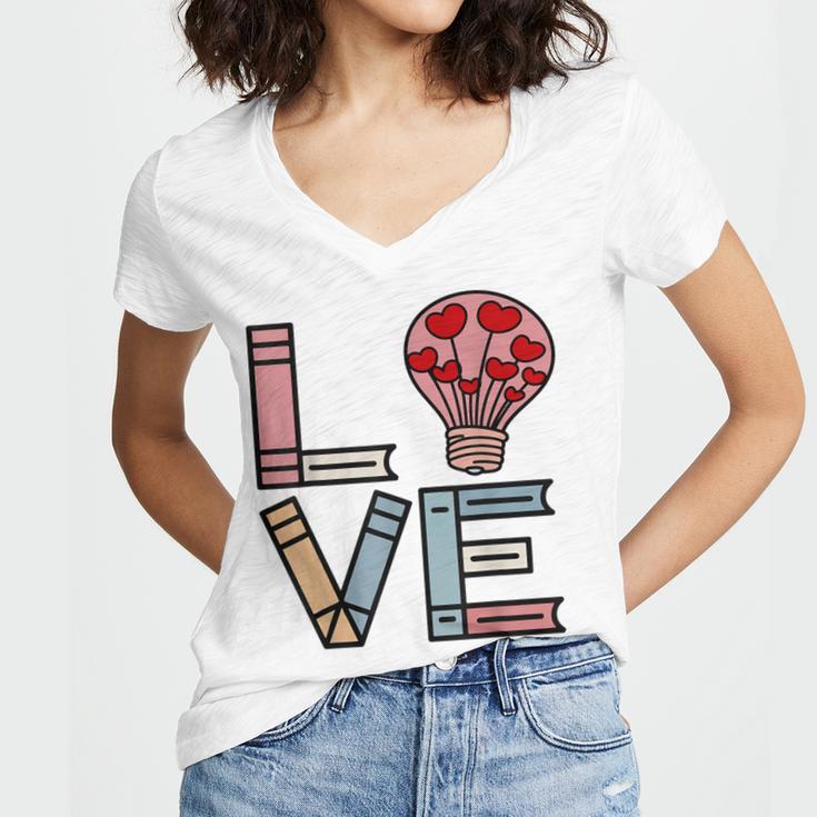 Love Books Reading Women's Jersey Short Sleeve Deep V-Neck Tshirt