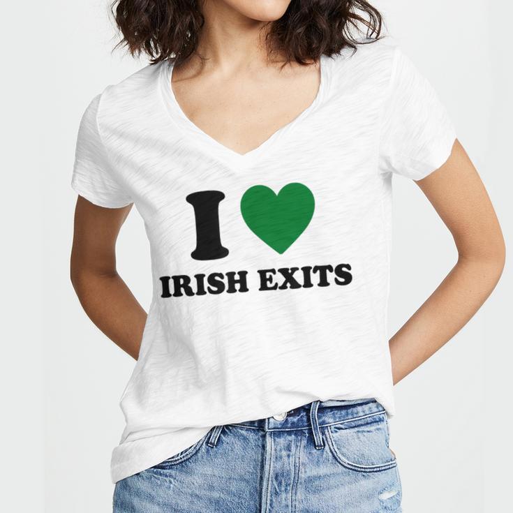 I Love Irish Exits St Patrick's Day Introvert Party Women's Jersey Short Sleeve Deep V-Neck Tshirt