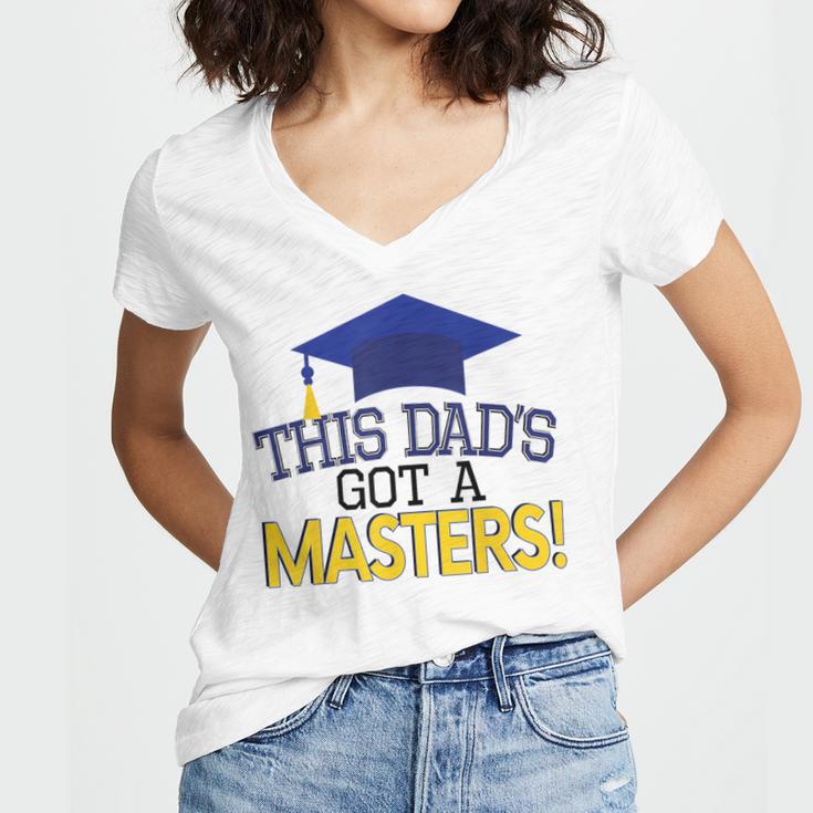 Masters Degree Proud Dad Graduation Shirt MBA Social Work Women's Jersey Short Sleeve Deep V-Neck Tshirt