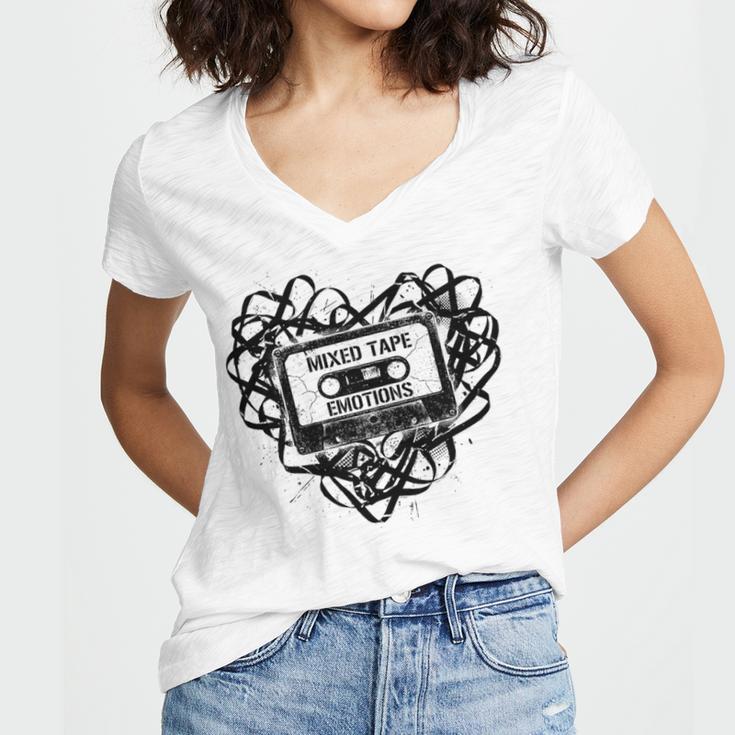 Mixed Tape Emotions Music Lover Nostalgia Quote Premium Tri-Blend Women's Jersey Short Sleeve Deep V-Neck Tshirt