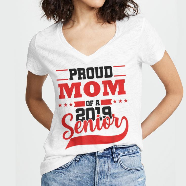 Mom Class Of 2019 Senior Graduation T-Shirt High School Women's Jersey Short Sleeve Deep V-Neck Tshirt