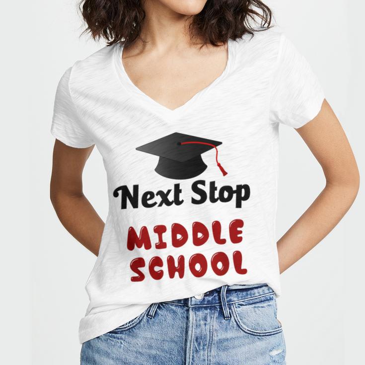 Next Stop Middle School Graduation Women's Jersey Short Sleeve Deep V-Neck Tshirt
