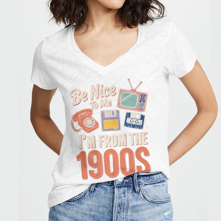 Be Nice To Me I'm From The 1900s Premium Women's Jersey Short Sleeve Deep V-Neck Tshirt