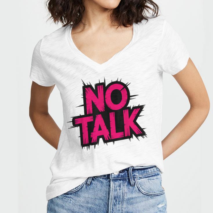 No Small Talk Zone – Introvert Quote Women's Jersey Short Sleeve Deep V-Neck Tshirt